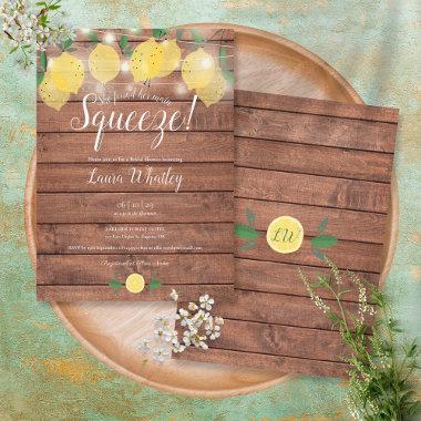 String Lights Rustic Main Squeeze Bridal Shower Invitations