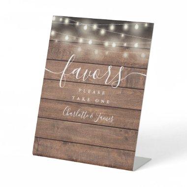 String Lights Rustic Wood Wedding Favors Table Pedestal Sign