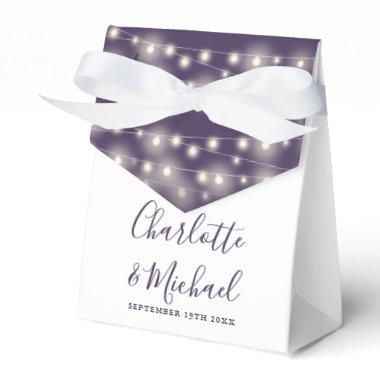 String Lights Signature Script Purple Wedding Favor Boxes