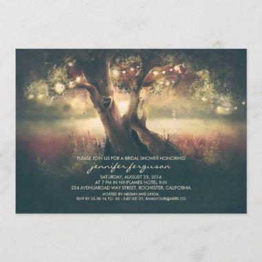 String Lights Tree - Carved Heart Bridal Shower Invitations