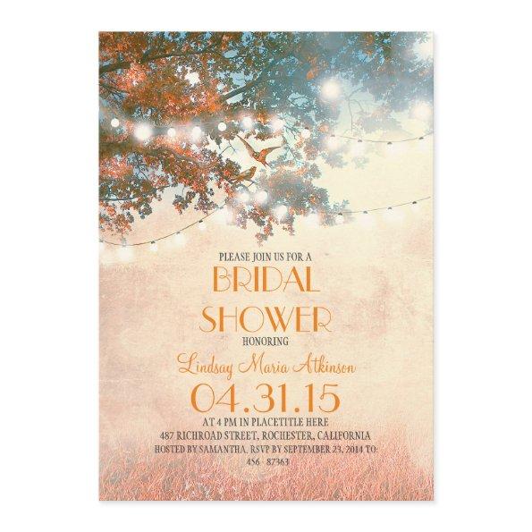 string lights tree & love birds bridal shower Invitations