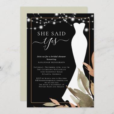 String Lights Wedding Dress Bridal Shower Invitations