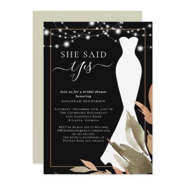 String Lights Wedding Dress Bridal Shower Invitations