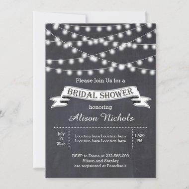 String of lights & banner wedding bridal shower Invitations