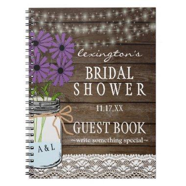 String Of Lights Rustic Bridal Shower Guestbook | Notebook