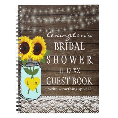 String Of Lights Sunflower Bridal Shower Guestbook Notebook
