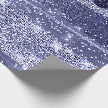 Stripe LINNES. BLUE NAVY CRYSTALS WEDDING BRIDAL Wrapping Paper