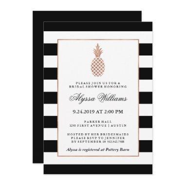 Striped Faux Rose Gold Pineapple