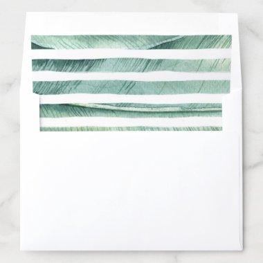 Striped Lush Dark Green Tropical Leaves Envelope Liner
