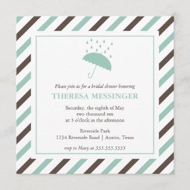 Striped Umbrella Bridal Shower Invitations