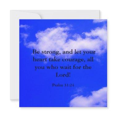 Strong Courage Bible Verse Blue Sky White Clouds