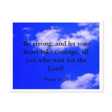 Strong Courage Bible Verse Blue Sky White Clouds Holiday Post