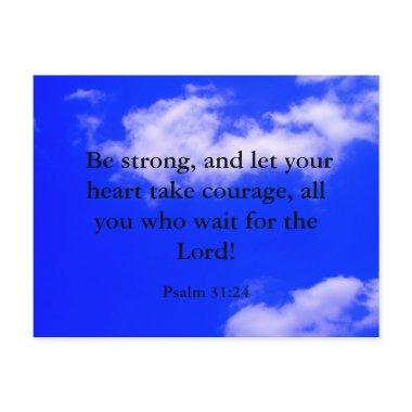Strong Courage Bible Verse Blue Sky White Clouds Post