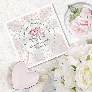 Stunning Personalized Bridal Shower Napkins, Pink Napkins