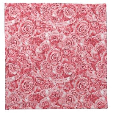 Stunning Pink Rose Cotton Dinner Napkins