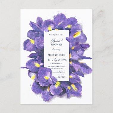 Stunning Purple Irises Watercolor Bridal Shower Invitation PostInvitations