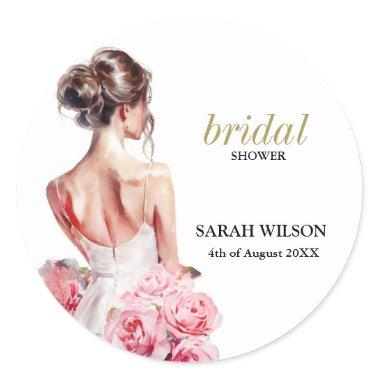 Stunning Wedding Gown Bridal Shower on a Budget Classic Round Sticker