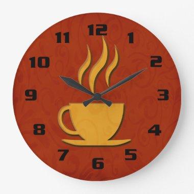 Stylish and Elegant Coffee or Tea Cup Kitchen Large Clock