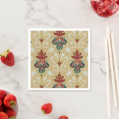 Stylish Art Nouveau Tulip Foliage Motif Dining Napkins