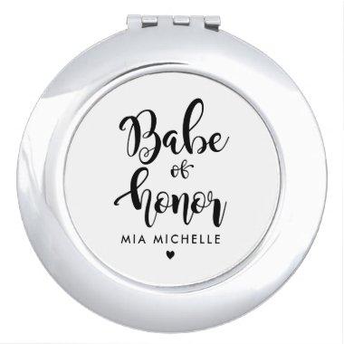 Stylish Babe of Honor Black and White Compact Mirror