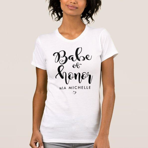 Stylish Babe of Honor Black and White T-Shirt