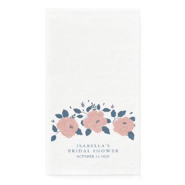 Stylish Blue Garden Flower Custom Bridal Shower Paper Guest Towels