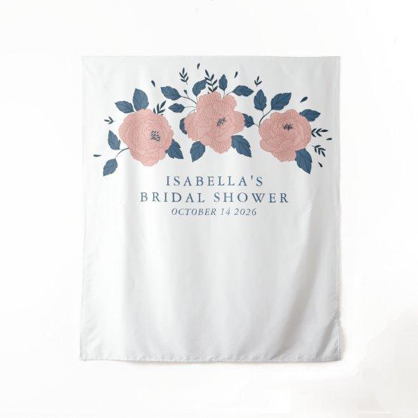 Stylish Blue Garden Flower Custom Bridal Shower Tapestry