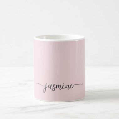 Stylish Blush Pink Monogram Name Signature Coffee Mug