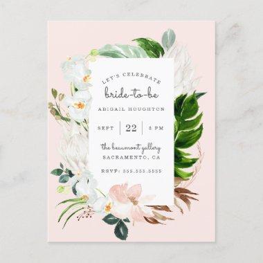 Stylish Blush & Tropical Greenery Bridal Shower Invitation PostInvitations