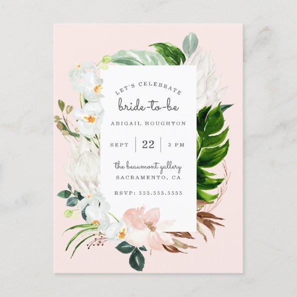 Stylish Blush & Tropical Greenery Bridal Shower Invitation PostInvitations