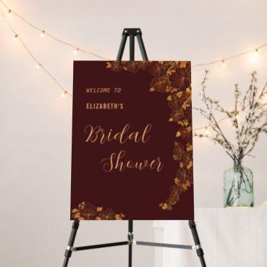 Stylish Burgundy & Gold Floral Bridal Shower Foam Board