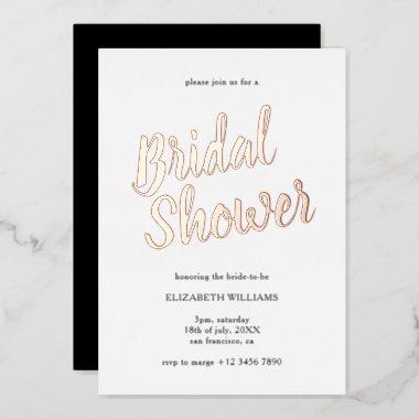 Stylish Chic Bridal Shower Rose Gold Foil Invitations