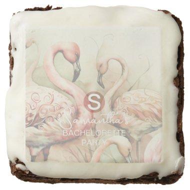 Stylish Chic Flamingo Monogram Personalized Brownie