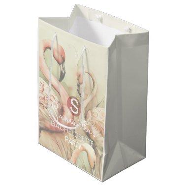 Stylish Chic Flamingo Monogram Personalized Medium Gift Bag