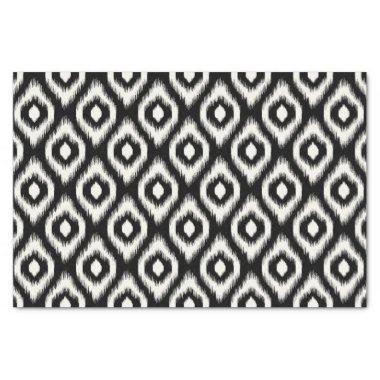 Stylish Chic Mod Black Ivory Diamond Ikat Pattern Tissue Paper