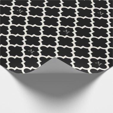 Stylish Chic Moroccan Quatrefoil Pattern Monogram Wrapping Paper