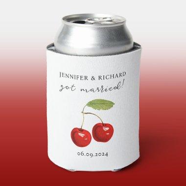 Stylish Chic Pretty Cherry Red White Wedding Favor Can Cooler