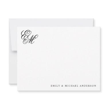 Stylish Classic Monogram Script Couple Stationery Note Invitations