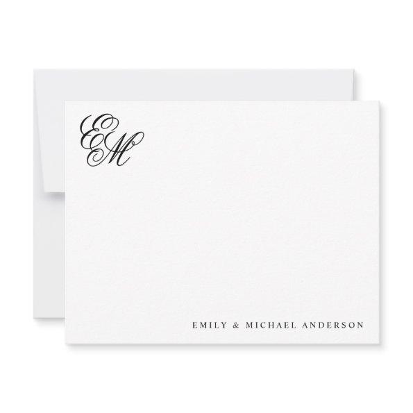 Stylish Classic Monogram Script Couple Stationery Note