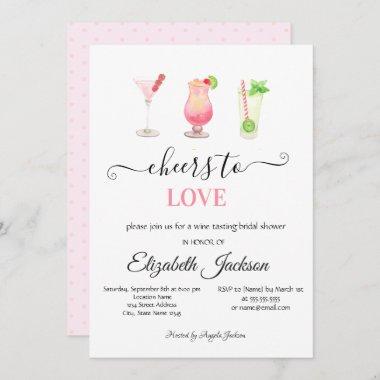 Stylish Cocktails Dotted Bridal Shower Invitations