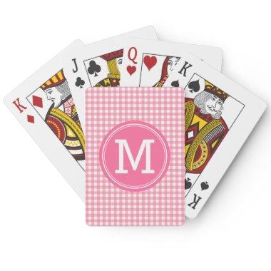 Stylish Country Gingham Pink Monogram Poker