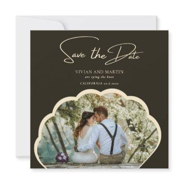 Stylish Dark Green Photo Save The Date
