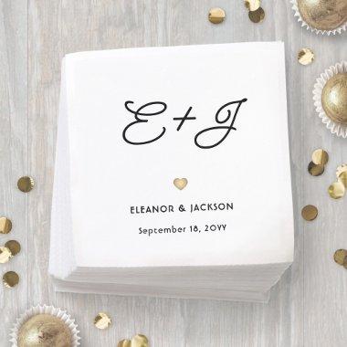 Stylish Deco Typography Script Monogram Wedding Napkins