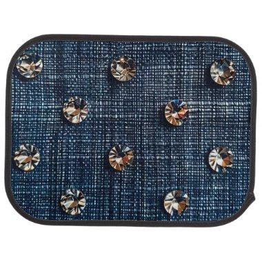 Stylish Denim and Diamond Rear Floor Mats