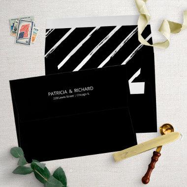 Stylish Diagonal Lines Pattern Wedding Invitations Envelope