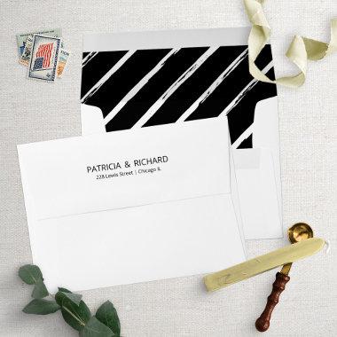 Stylish Diagonal Lines Pattern Wedding Invitations Envelope