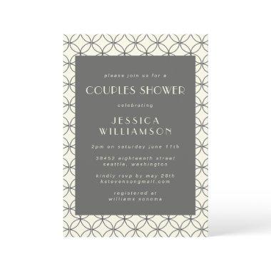 Stylish Elegant Black White Line Art Couple Shower
