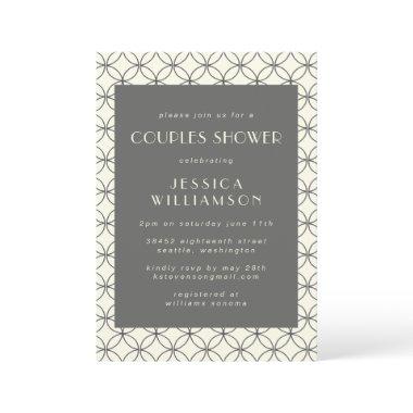 Stylish Elegant Black White Line Art Couple Shower Invitations