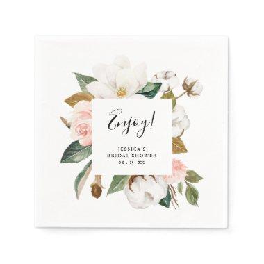 Stylish Elegant Magnolia Floral Bridal Shower Napkins