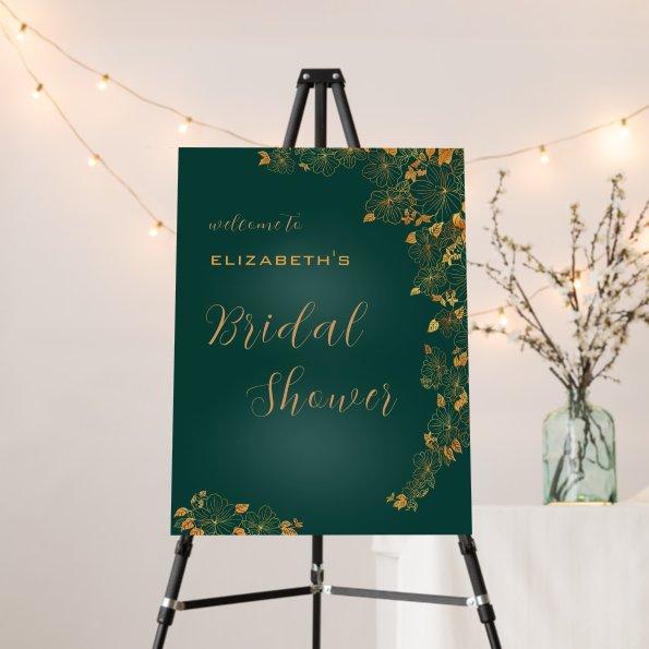 Stylish Emerald Green Gold Floral  Foam Board